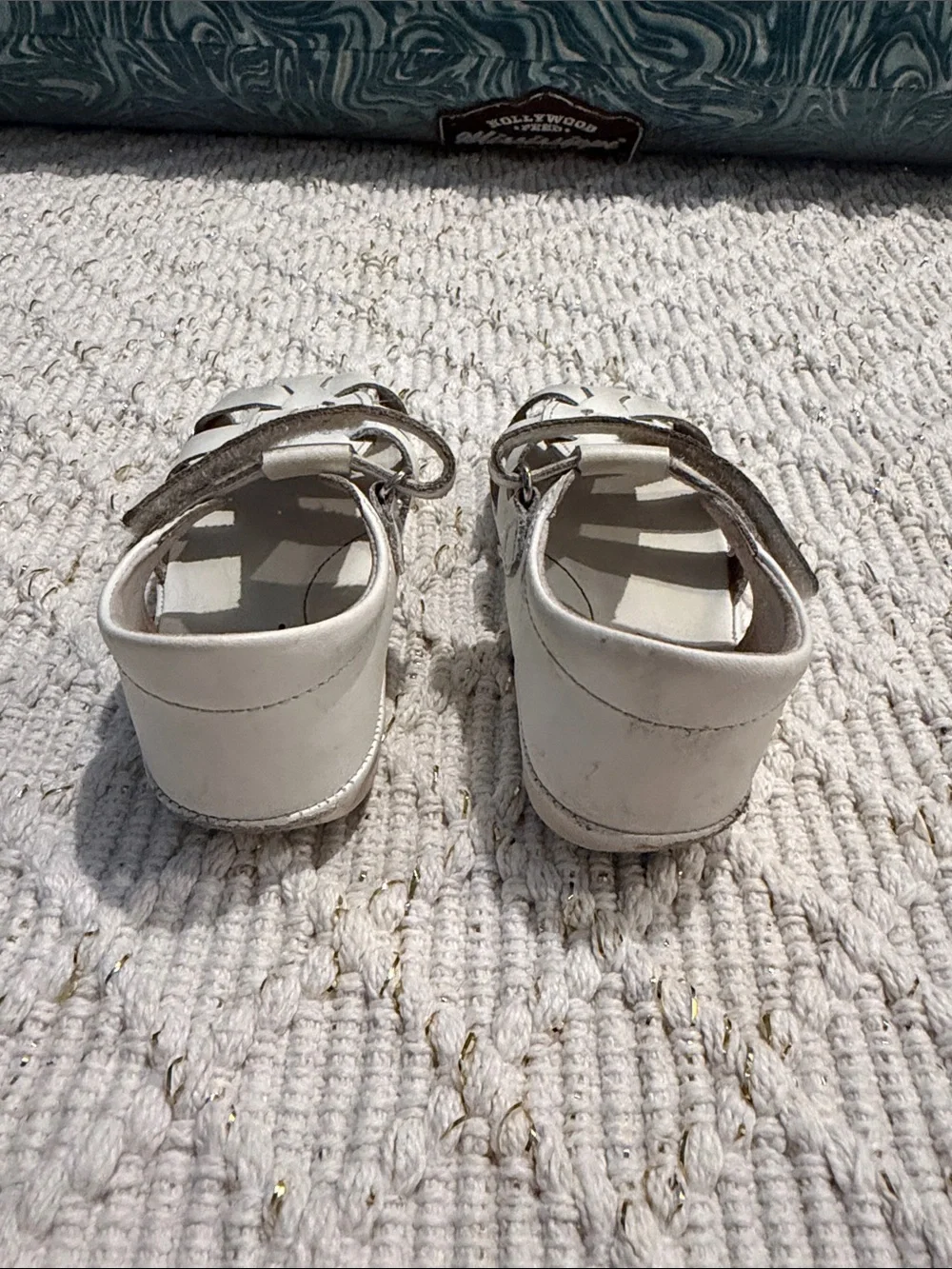 Angel Kids White Leather Closed Toe Sandals